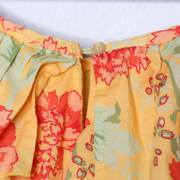 Peek Girls Romper Size 12 Orange Floral Tiered Easter Spring Summer Vacation - Picture 6 of 7